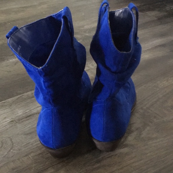 π Blue Suede Boots New 5.5 - Picture 4 of 5